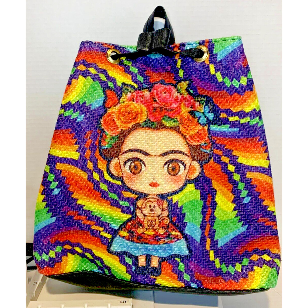 Mexico Beautiful Colorful Backpack/purse- picture of Little girl and pet monkey